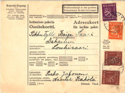 POSTILÄHETYS OSOITEKORTTI NAATALI-ASKAINEN