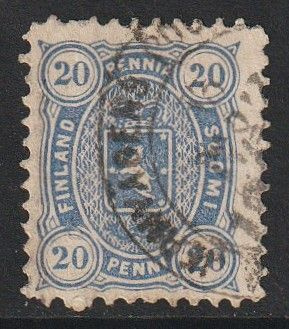 1875 20p sininen Vaakunamerkki leimattuna