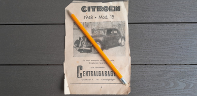 Citroen Mod. 15 Auto Lehtimainosleike 1948