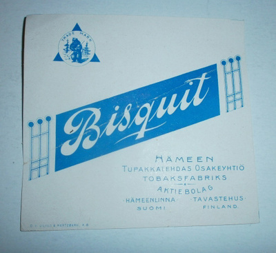 Bisquit, tupakkaetiketti (suurempi), Hämeen Tupakkatehdas