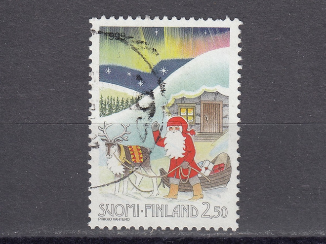 1999 Lape 1494 Joulupukki revontulien loisteessa