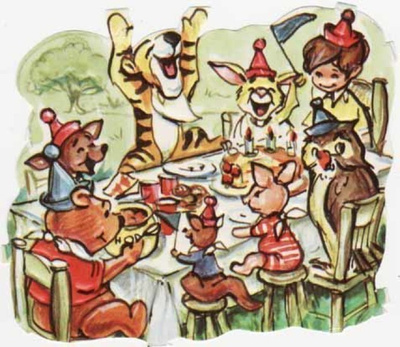EO 9006 / DISNEY: Nalle Puh ystävineen Riston synttäreillä.