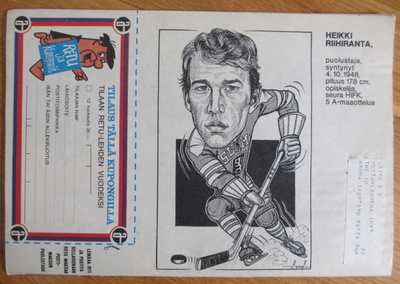Retu ja kumppanit 1971 keräilykuvassa Heikki Riihiranta HIFK