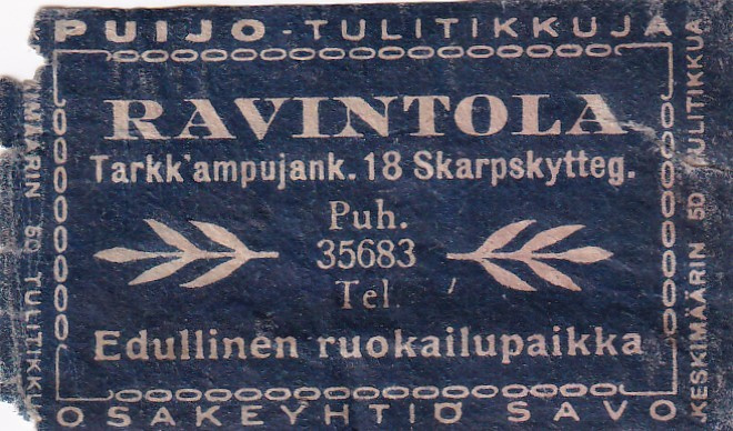 Ravintola, Tarkkàmpujank. 18 , Osakeyhtiö Savo   7/16