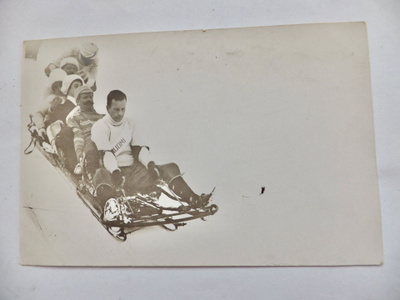 VANHA Valokuva Rattikelkka Kilpailut Suomi Joukkue 1920-l