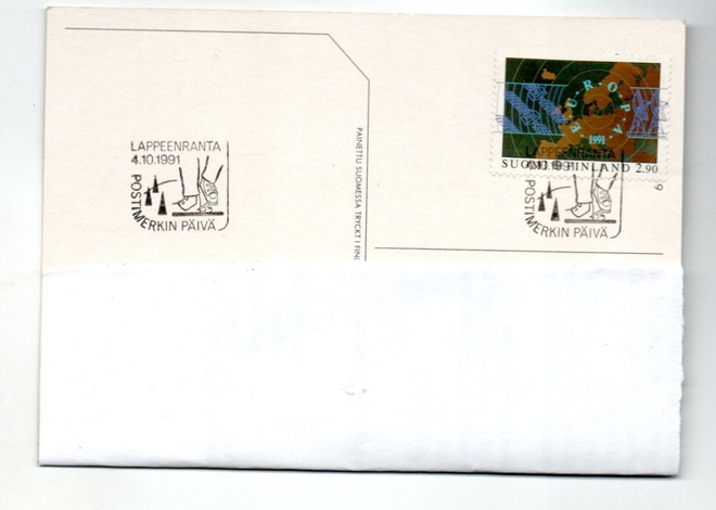 Lappeenranta: Postimerkin päivä  (erikoisleima 4.10.1991)