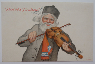 Joulukortti, viulunsoittaja