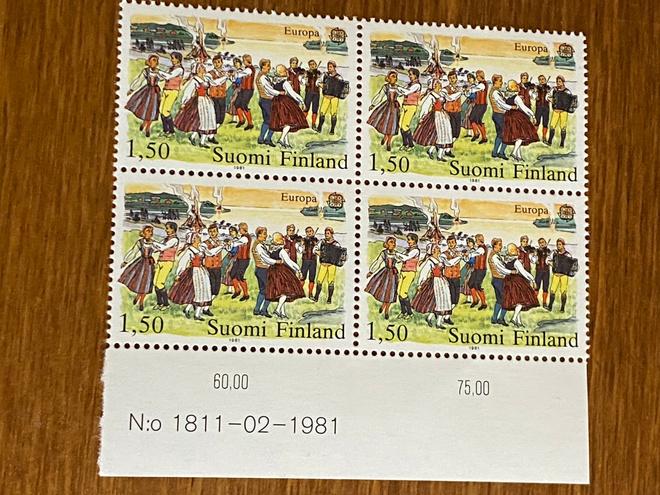 EUROOPPA 1981 1,50MK NELIÖ NUMERO MARGINAALILLA**