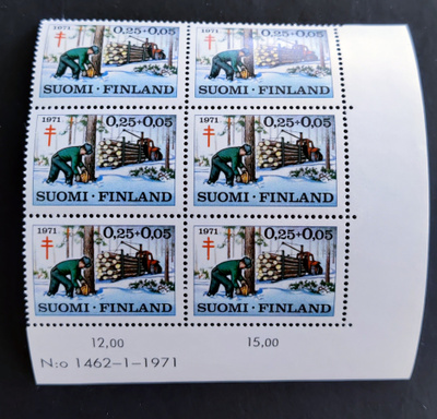 1971 Tuberkuloosi 0,25mk+0,05mk numerokuusilo **