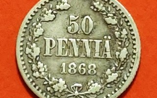 50 penniä 1868. HARVINAINEN. (KD8)