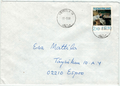 1991 pro filatelia "toipilas" kaunisleimainen kirje