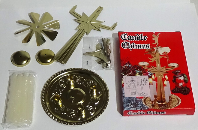 Retro käyttämätön enkelikello + 4 kynttilää