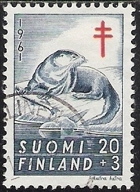 1961 TUB merkki Saukko 20 + 3 mk leimattu LaPe 537
