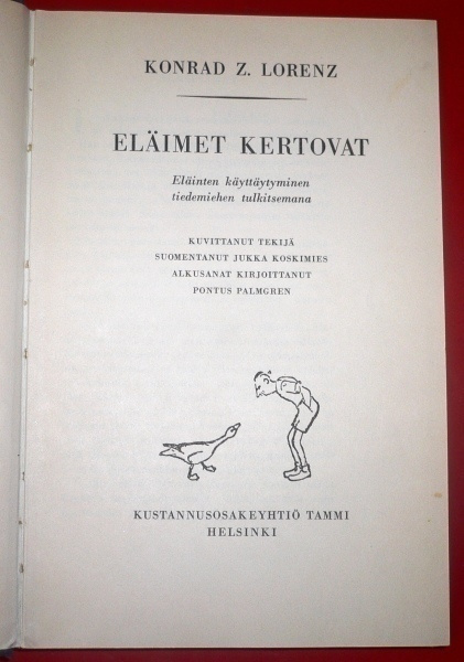 Conra Z. Lorenz : Eläimet kertovat  1953 1.p.