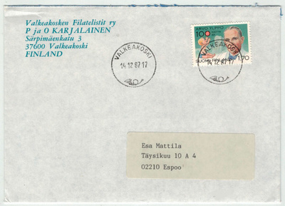1987 Ylppö loistoleimainen kirje