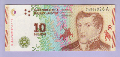 Argentiina 10 Pesos v.2016 UNC P-360