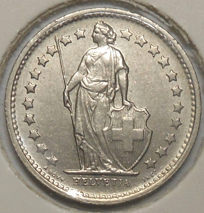 Switzerland. 1/2 franc 1968.