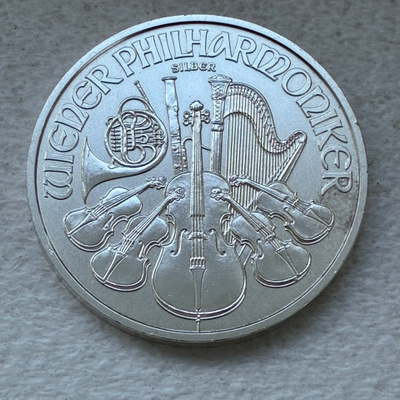 Hopearaha, 1 oz Itävalta Philharmoniker, hopea