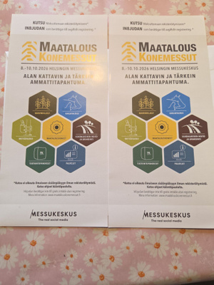 Pääsylippuja ( 2kpl) Helsingin Maatalouskonemessuille