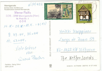 DDR Mi 2613 ym postikortti Hollantiin