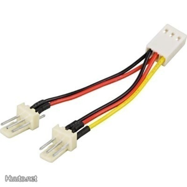 Deltaco tuulettimien Y-adapterikaapeli, 3-pin n - 2x3-pin u