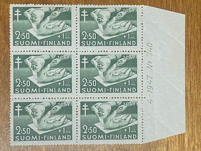 TUB 2,50MK+1MK 1947 NUMERO KUUSILO**