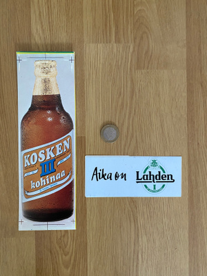 Kosken kohinaa mainos ja Lahden I tarra