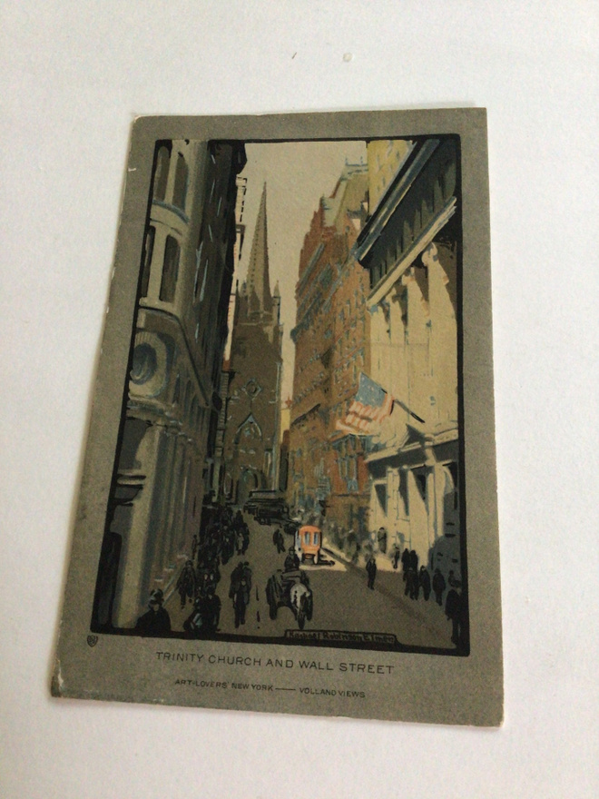 Trinity church and Wall Street 1918