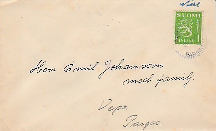 1945, Parainen, Kirje Paraisille ( Pargas Vepo )