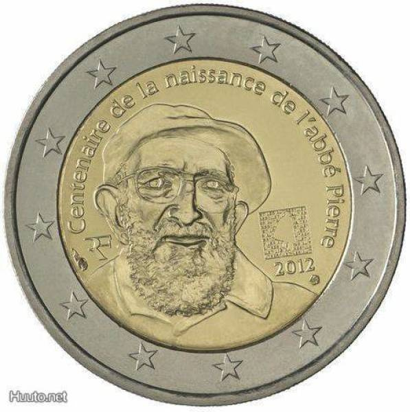 ** RANSKA 2€ 2012 Abbe Pierre pillerissä **