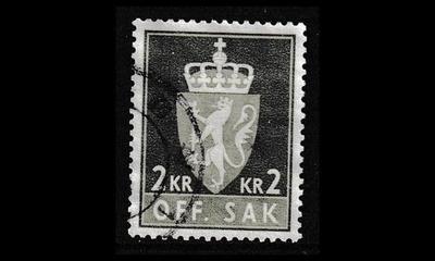 Norja 84x o Virkamerkki 2 Kr x-pap (1955)