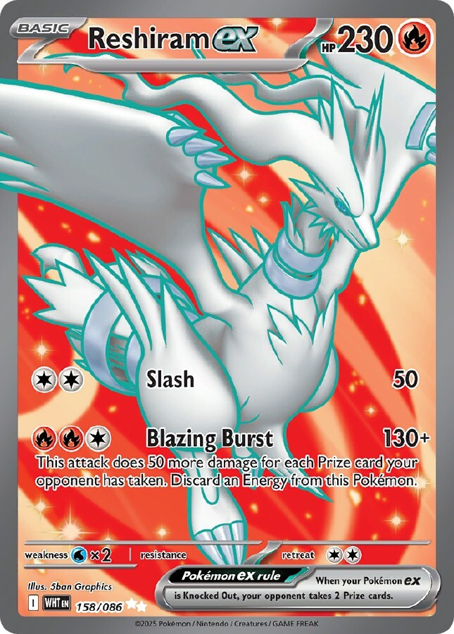 Reshiram ex 158/086 - White Flare - NM/M