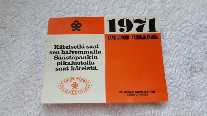 Almanakka Säästöpankki 1971 RARE Vintage