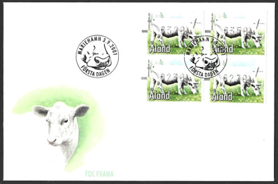 FDC Åland 2001 Lehmä FRAMA sarja LaPe ATM Å 13