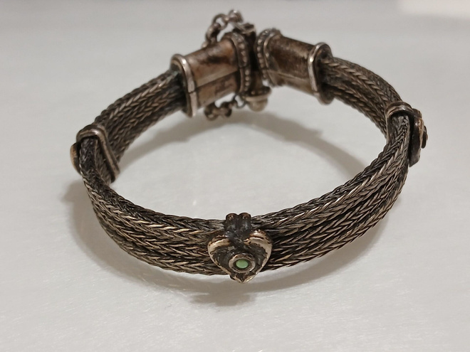 Antiikkinen Indian Rajasthan hopea käärme rannekoru