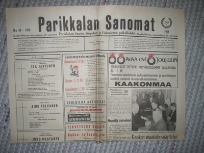 Sanomalehti: Parikkalan Sanomat 27.11.1968