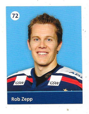 2009-10 Eisbären Berlin Teamissued #72 Rob Zepp , Ex Saipa