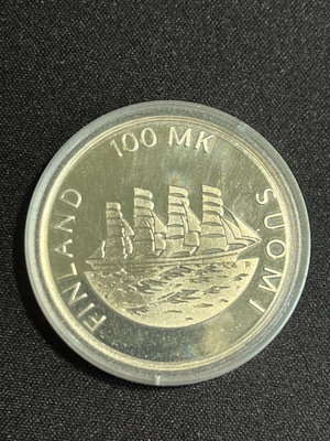 100mk hopeinen juhlaraha Ahvenanmaa