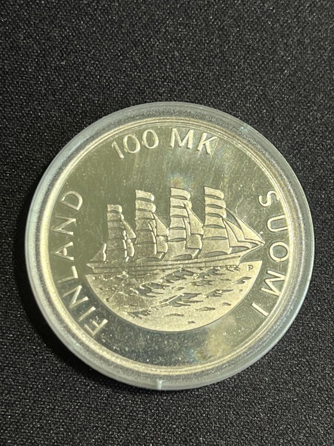 100mk hopeinen juhlaraha Ahvenanmaa