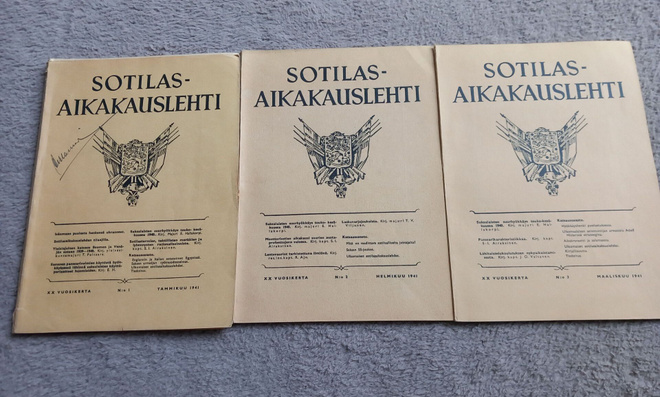 Sotilasaikakauslehti nrot1-3 1941 signeerattu
