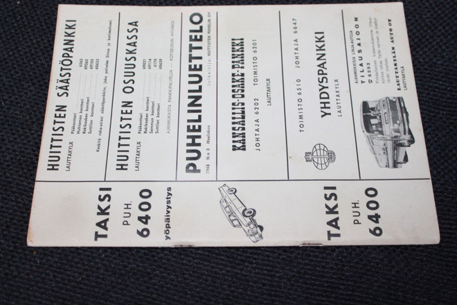 Puhelinluettelo Vammalan verkkoryhmä 1968