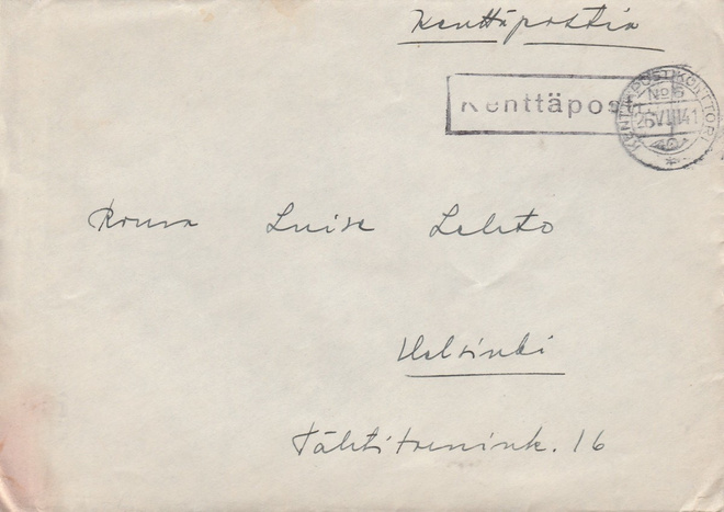 1941, Kirje Kenttäpostia, Kenttäpostikonttori 6