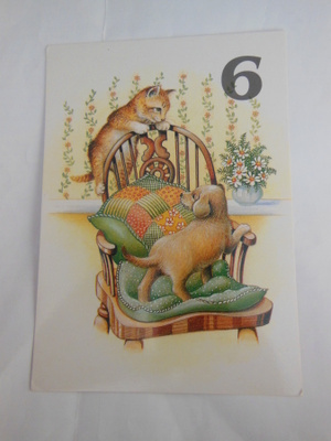 Kortti 6-vuotiaalle, kissa ja koira