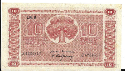 Suomi 10 markkaa 1945, Litt. B