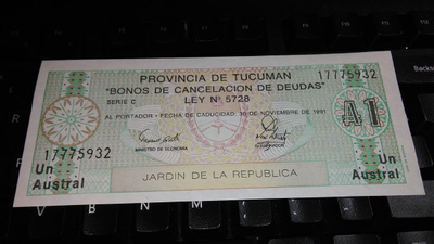 Argentiina 1 Austral 1988-91 PS2711 UNC