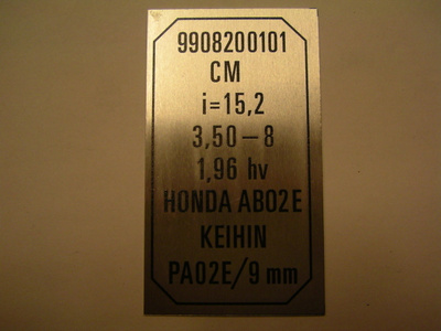 honda monkey tyyppikilpi 9908200101