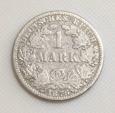 Saksa 1 Mark 1876A, Wilhelm I, hopeakolikko