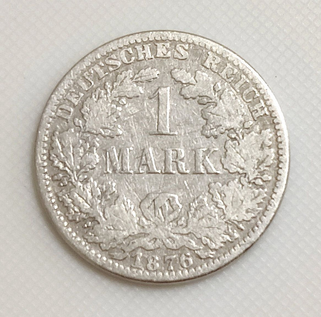 Saksa 1 Mark 1876A, Wilhelm I, hopeakolikko