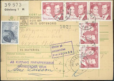 Ruotsi Mi 906 ym pakettikortti
