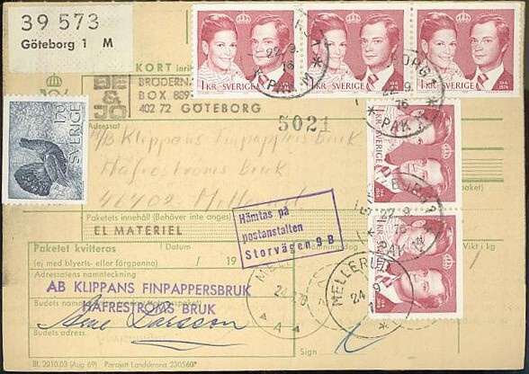 Ruotsi Mi 906 ym pakettikortti